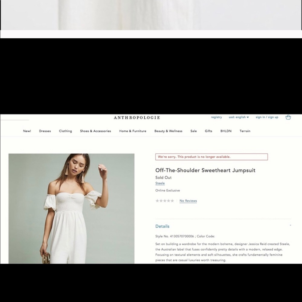 ❌SOLD❌ Anthropologie Steele Off shoulder jumpsuit - Picture 5 of 7